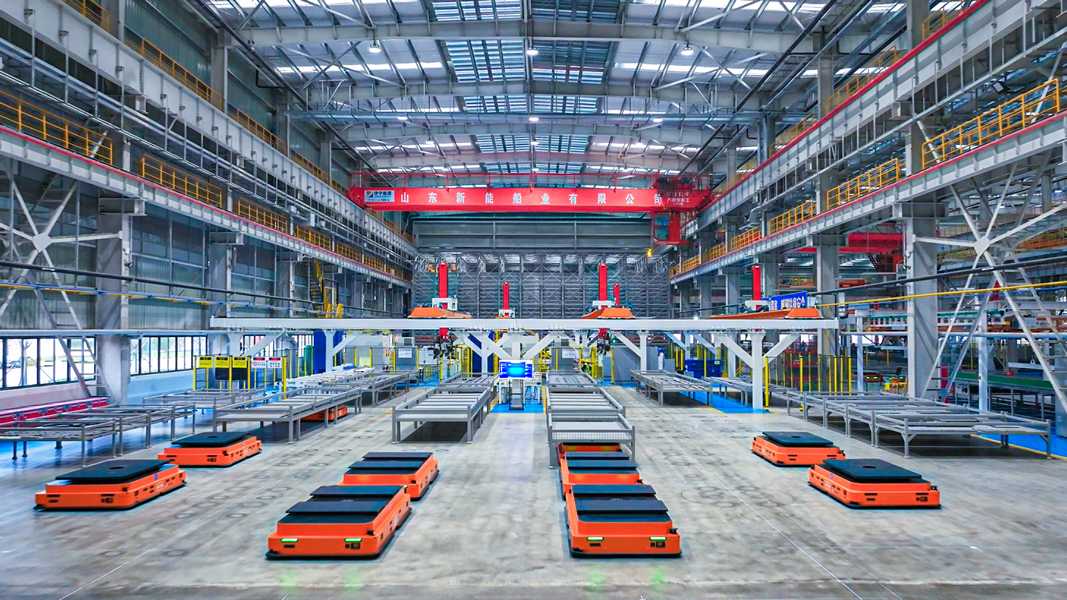 Modern warehouse with automated systems.