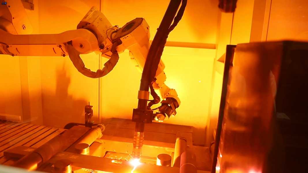 Industrial robot performing laser operation